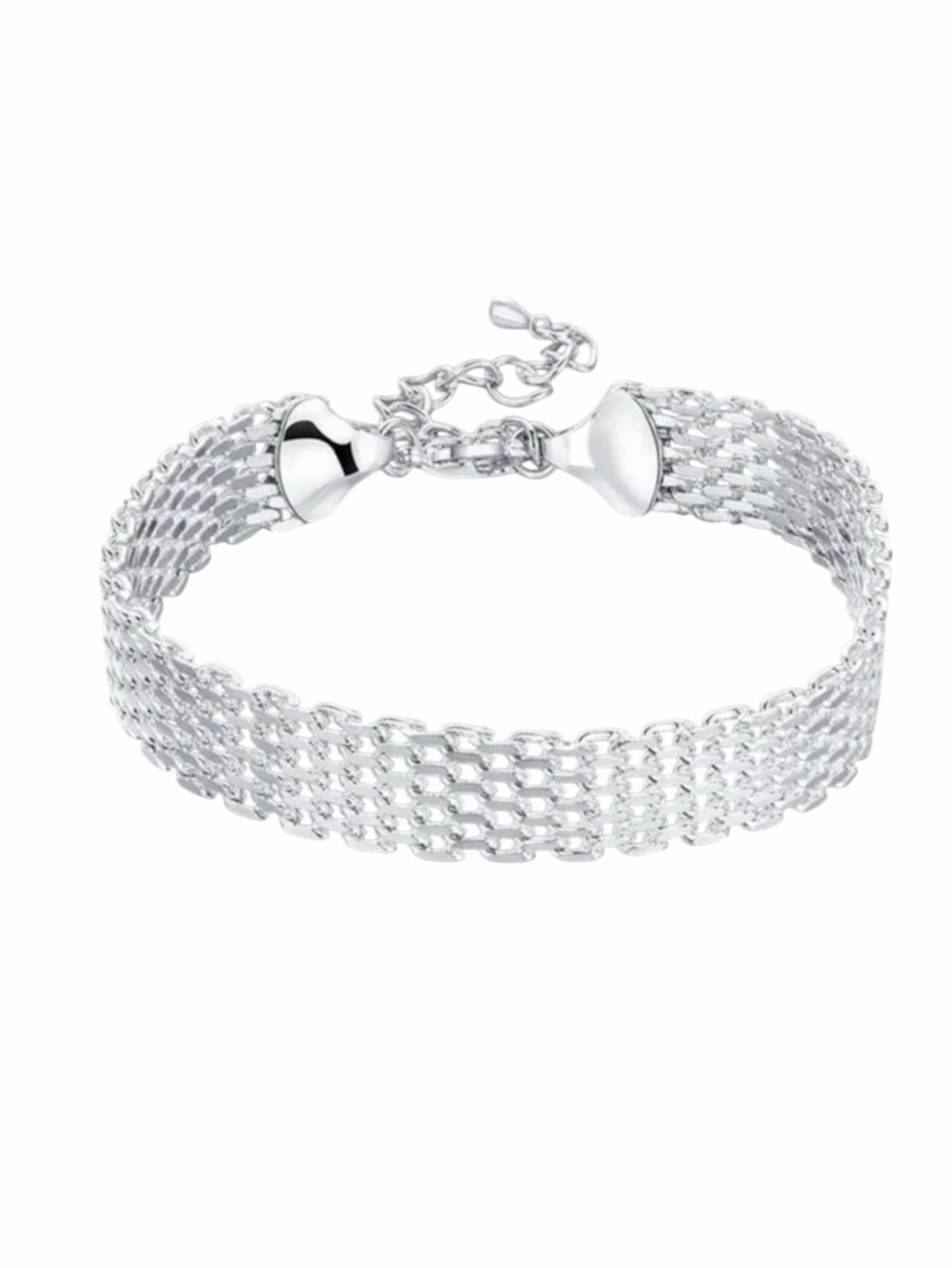 Silver Mesh-Style Bracelet with Adjustable Clasp NWOT